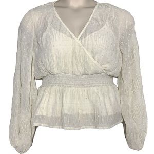 Anthropologie Smocked Waist Surplice Blouse